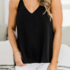 Fashion Casual Solid Split Joint V Neck Tops