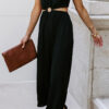 Fashion Casual Solid Hollowed Out Strapless Loose Jumpsuits