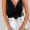 Fashion Casual Solid Split Joint V Neck Tops