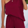 Fashion Living Solid Split Joint One Shoulder Loose Jumpsuits