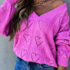 Fashion Casual Solid Hollowed Out V Neck Tops