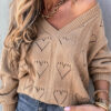 Fashion Casual Solid Hollowed Out V Neck Tops