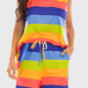 Fashion Living Striped Split Joint V Neck Sleeveless Two Pieces