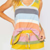 Fashion Living Striped Split Joint V Neck Sleeveless Two Pieces