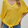 Fashion Casual Solid Split Joint V Neck Tops