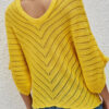 Fashion Casual Solid Split Joint V Neck Tops