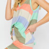 Fashion Living Striped Split Joint V Neck Sleeveless Two Pieces