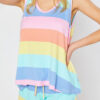 Fashion Living Striped Split Joint V Neck Sleeveless Two Pieces