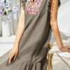 Fashion Simplicity Embroidery Split Joint V Neck A Line Dresses