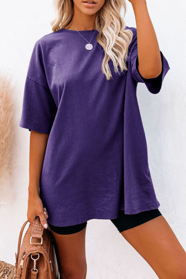 Fashion Casual Solid O Neck T-Shirts