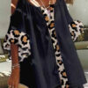 Fashion Simplicity Leopard Split Joint V Neck T-Shirts