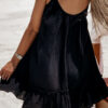 Fashion Casual Solid Split Joint Spaghetti Strap Pleated Dresses