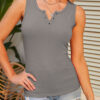 Fashion Casual Solid Split Joint V Neck Tops