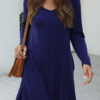 Fashion Casual Solid Pocket V Neck A Line Dresses