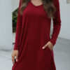 Fashion Casual Solid Pocket V Neck A Line Dresses