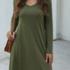 Fashion Casual Solid Pocket V Neck A Line Dresses