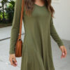 Fashion Casual Solid Pocket V Neck A Line Dresses