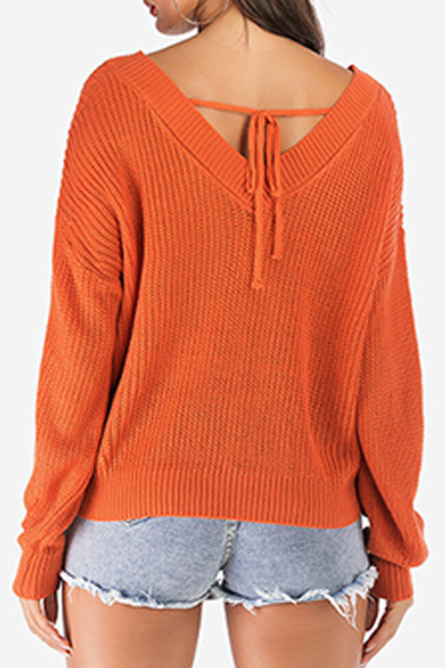 Fashion Casual Solid Split Joint V Neck Tops