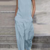 Fashion Simplicity Solid O Neck Loose Jumpsuits