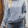 Fashion Simplicity Solid Split Joint Hooded Collar Tops