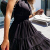 Fashion Casual Solid Split Joint Halter Cake Skirt Dresses