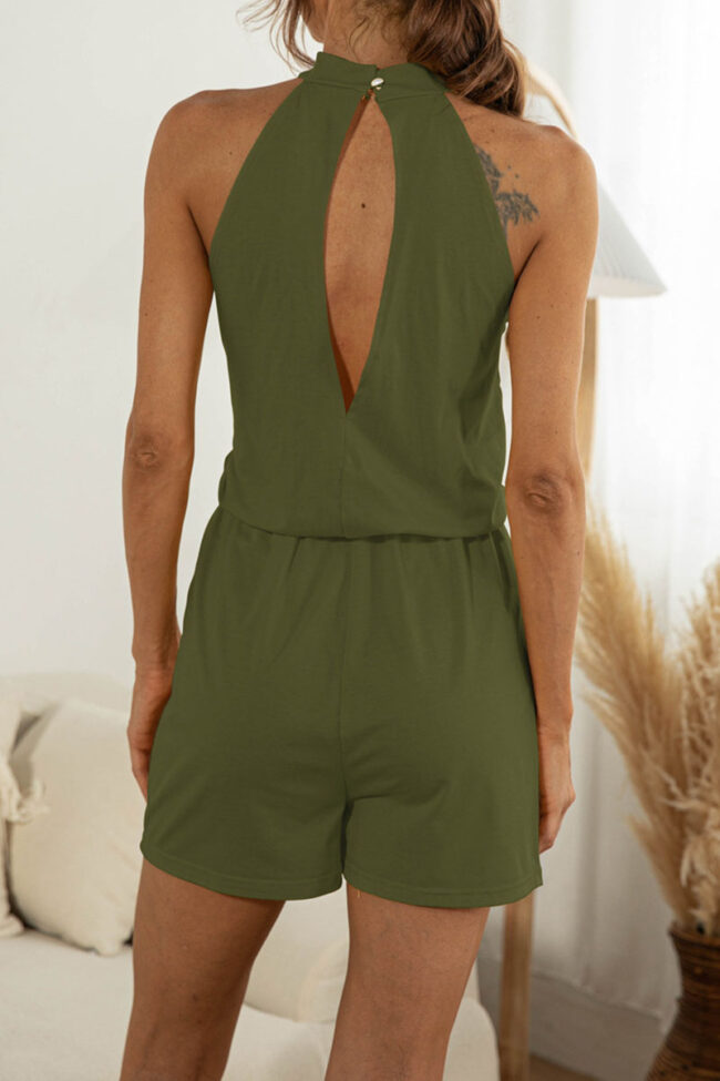 Fashion Casual Solid Split Joint Halter Loose Jumpsuits