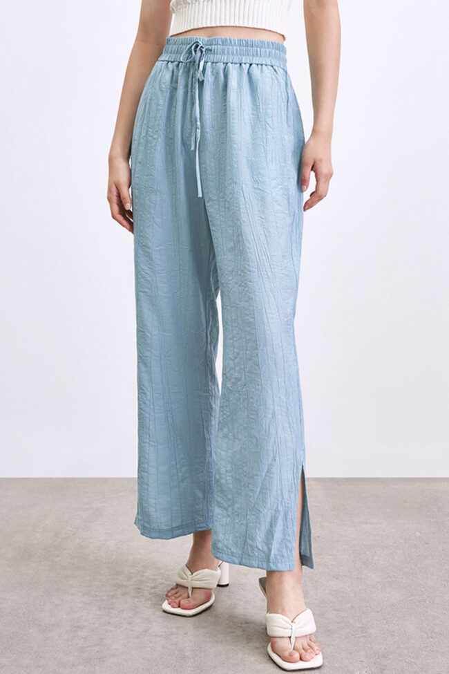 Fashion Simplicity Solid Split Joint Loose Wide Leg Bottoms