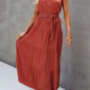 Fashion Casual Solid Split Joint Strapless A Line Dresses