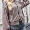 Fashion Casual Solid Split Joint Hooded Collar Tops