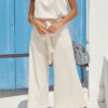 Fashion Casual Solid With Belt Strapless Loose Jumpsuits