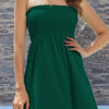 Fashion Simplicity Solid Split Joint Strapless A Line Dresses