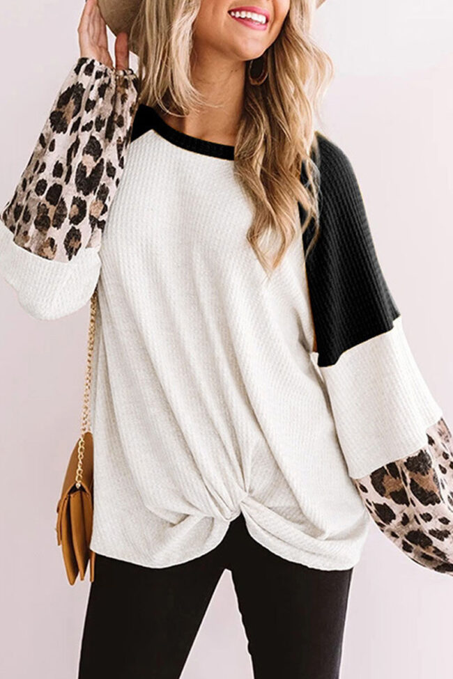 Fashion Casual Split Joint O Neck Tops