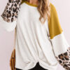 Fashion Casual Split Joint O Neck Tops