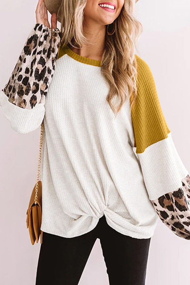 Fashion Casual Split Joint O Neck Tops