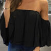 Fashion Casual Solid Split Joint Strapless Tops