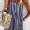 Fashion Casual Striped Backless Spaghetti Strap Princess Dresses