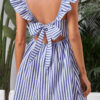 Fashion Casual Striped Backless Square Collar A Line Dresses