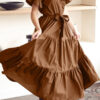 Fashion Casual Solid Split Joint Mandarin Collar A Line Dresses