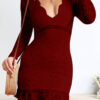 Fashion Simplicity Solid Split Joint V Neck A Line Dresses