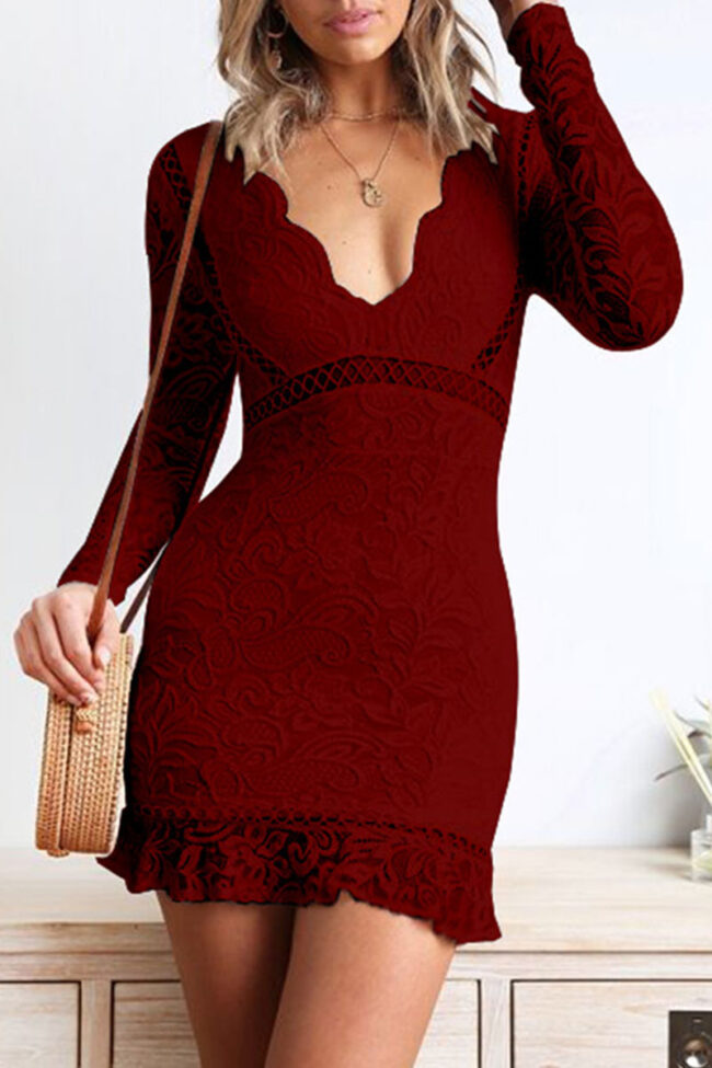 Fashion Simplicity Solid Split Joint V Neck A Line Dresses