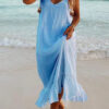 Fashion Simplicity Solid Split Joint V Neck Beach Dresses