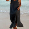 Fashion Simplicity Solid Split Joint V Neck Beach Dresses