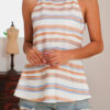 Fashion Casual Striped Split Joint Halter Tops