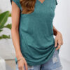 Fashion Simplicity Solid Split Joint V Neck T-Shirts