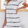 Fashion Casual Striped Split Joint O Neck A Line Dresses