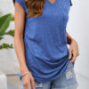 Fashion Simplicity Solid Split Joint V Neck T-Shirts