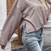 Fashion Simplicity Solid Split Joint V Neck Tops