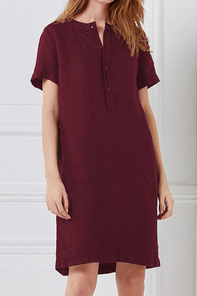 Fashion Casual Solid Split Joint O Neck A Line Dresses