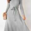 Fashion Casual Solid Split Joint O Neck A Line Dresses