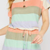 Casual Striped Split Joint O Neck Short Sleeve Two Pieces